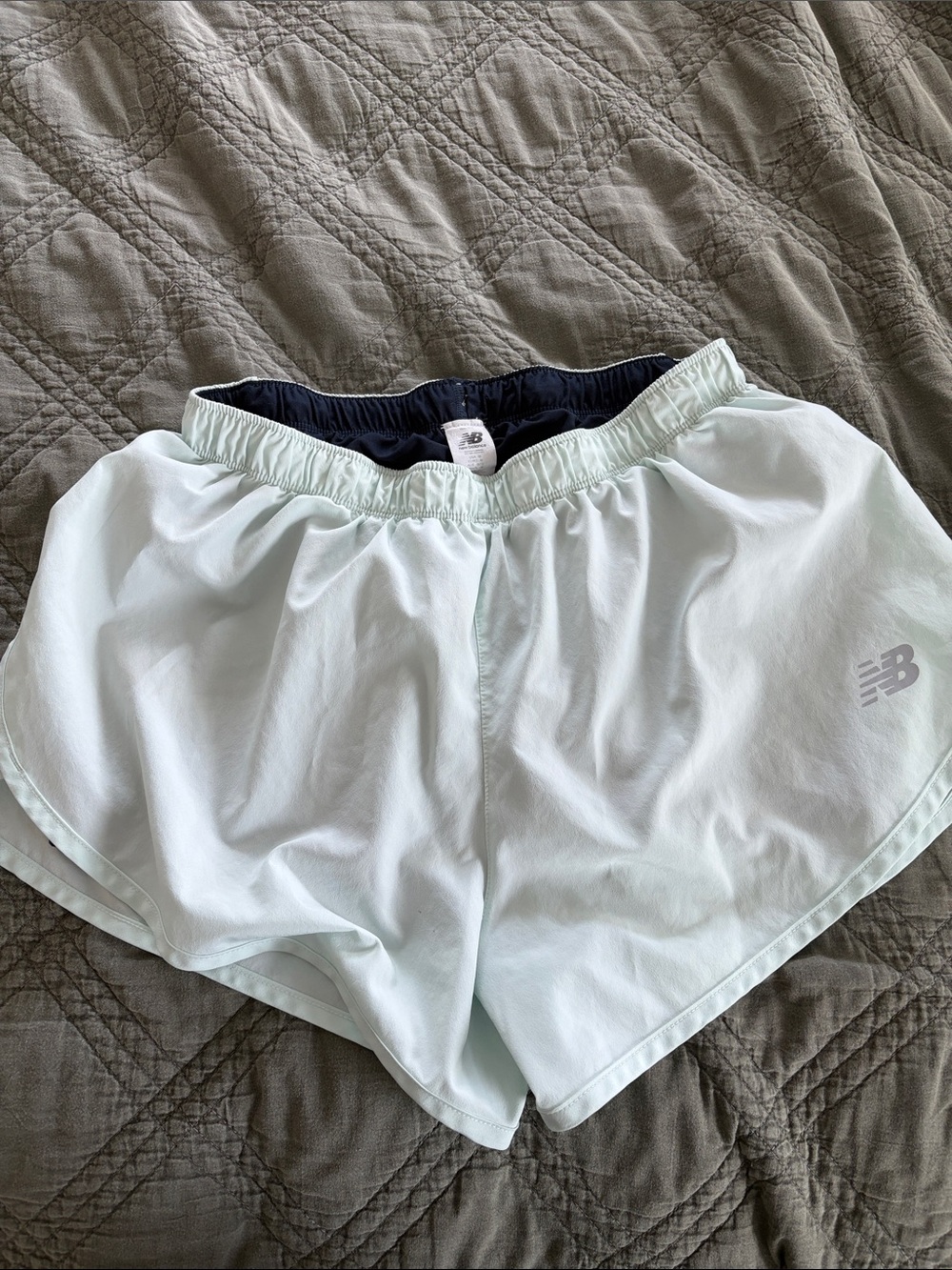 New Balance Women's Mint Athletic Running Shorts with Navy Liner